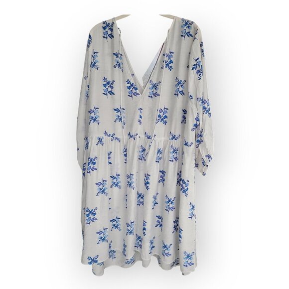 Dreamy Lightweight White/Blue Floral Viscose Babydoll Dress H&M XXL - Picture 4 of 13